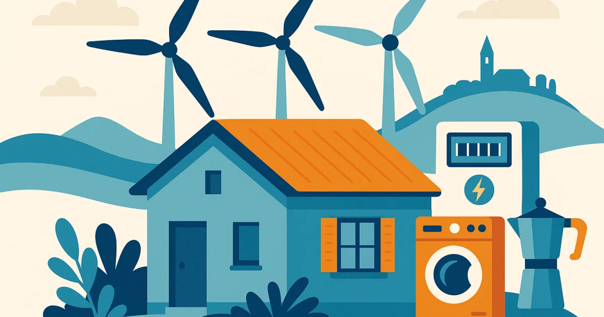 Illustrazione editoriale per l'articolo: L’energia eolica in Italia: eolico domestico