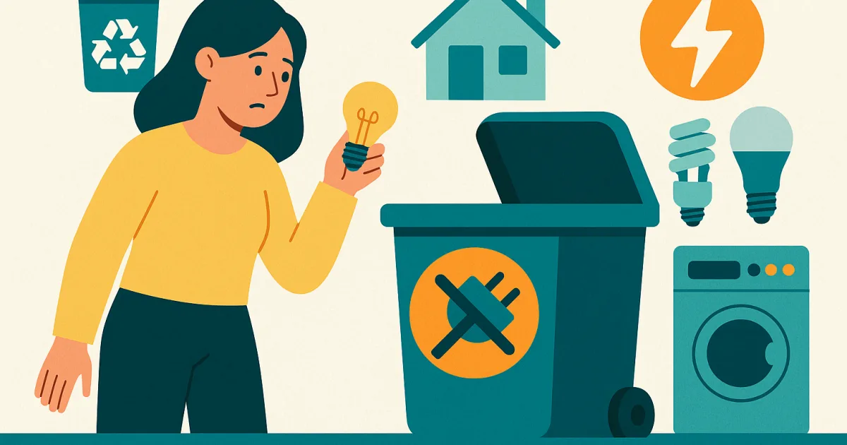 Illustrazione editoriale per l'articolo: Smaltimento rifiuti: dove buttare le lampadine?