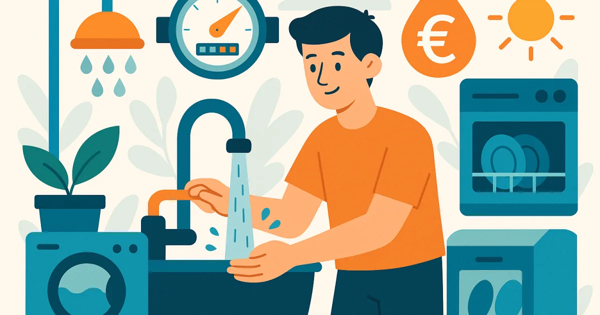 Illustrazione editoriale per l'articolo: Come risparmiare acqua in casa e abbassare la bolletta