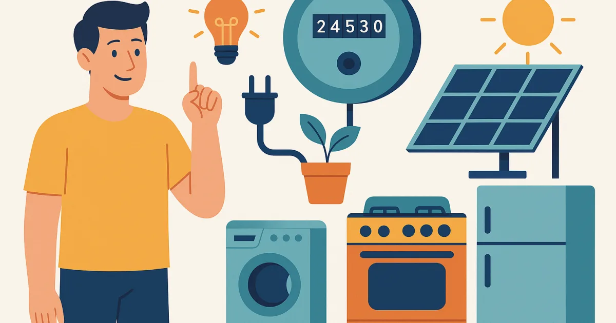 Illustrazione editoriale per l'articolo: Come risparmiare energia? 10 consigli utili