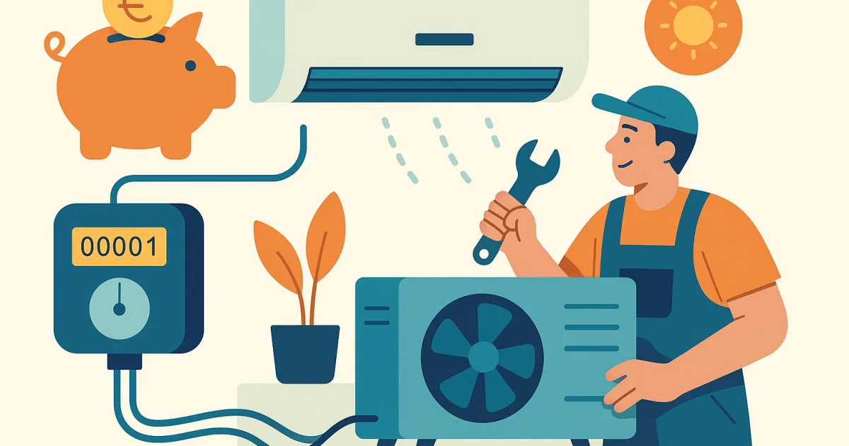 Illustrazione editoriale per l'articolo: Installazione Condizionatori: quanto Costa e Come Fare?