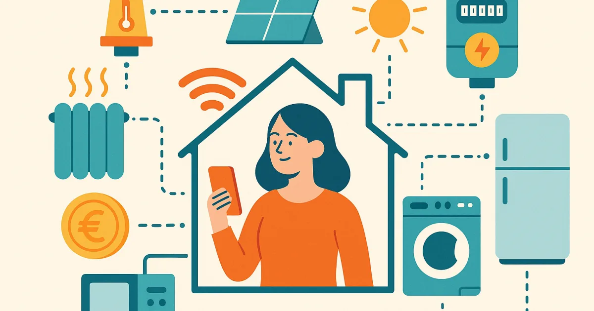 Illustrazione editoriale per l'articolo: Internet Of Things e Risparmio Casa