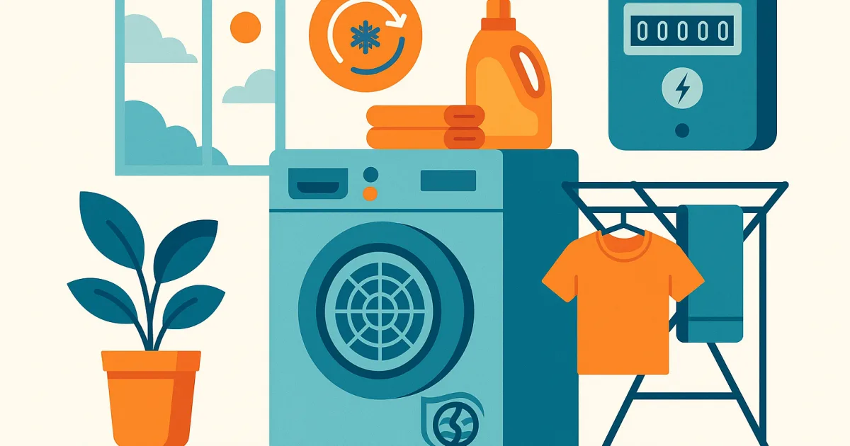 Illustrazione editoriale per l'articolo: Asciugatrice a pompa di calore: quale conviene?