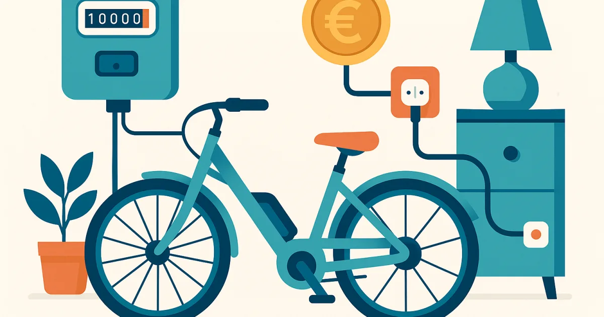 Illustrazione editoriale per l'articolo: Quanto costa ricaricare una e-bike