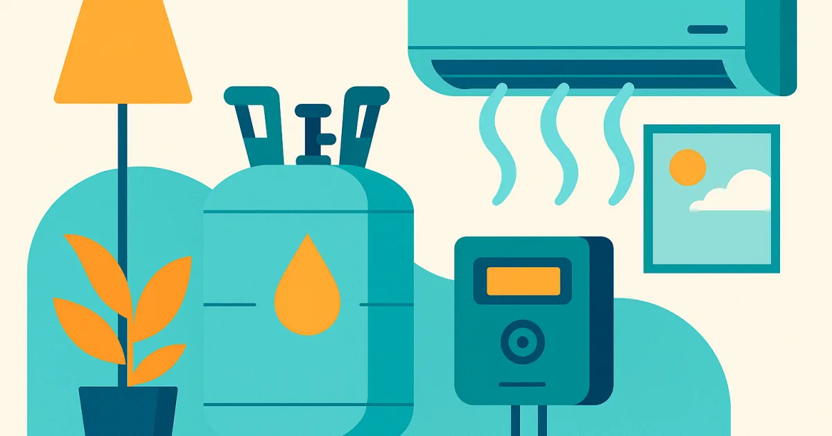 Illustrazione editoriale per l'articolo: Nuovi gas refrigeranti a basso impatto ambientale: climatizzare al meglio
