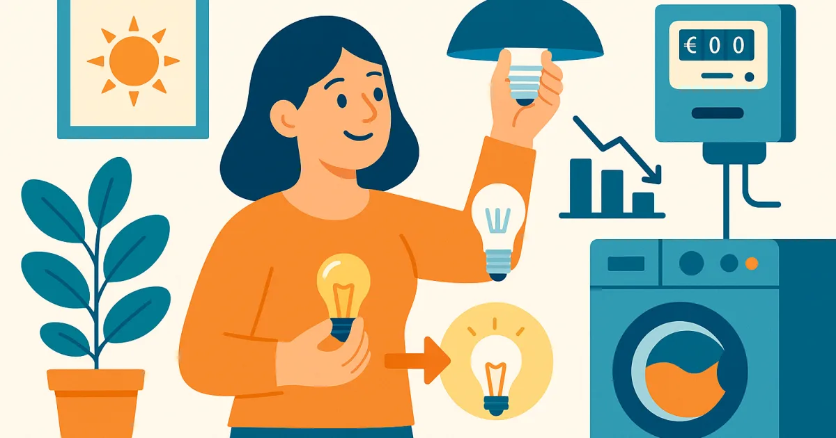 Illustrazione editoriale per l'articolo: Luci a led: come risparmiare energia in casa