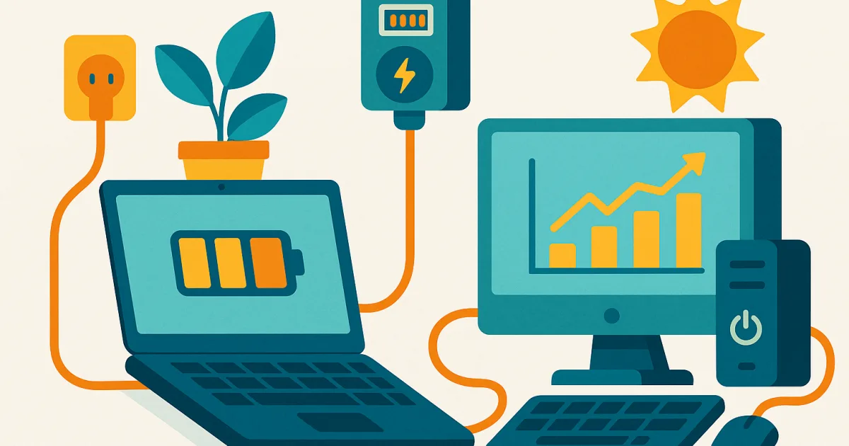 Illustrazione editoriale per l'articolo: Quanto consuma un PC? Differenze tra portatile e fisso