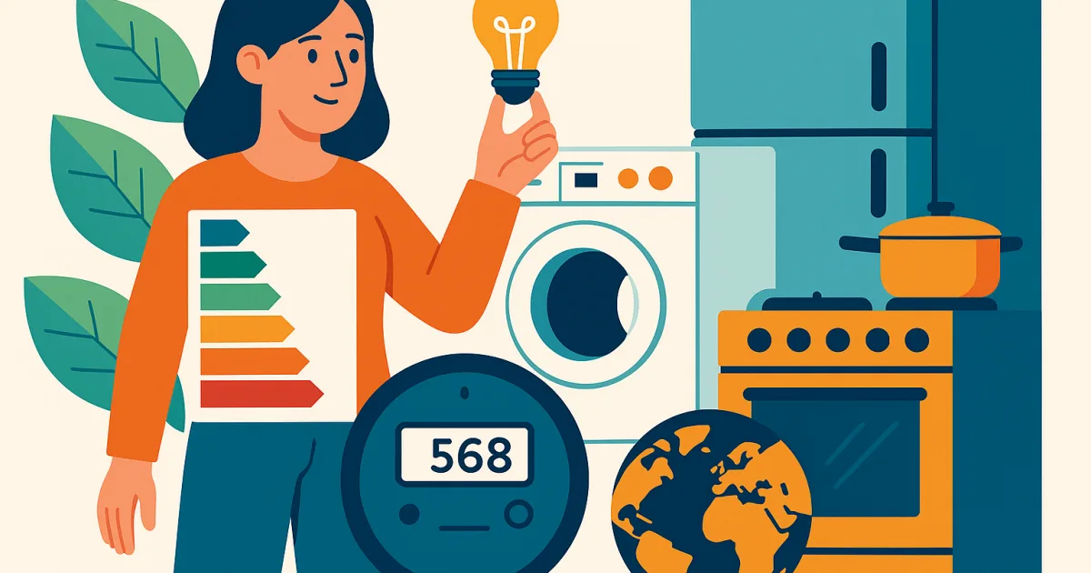 Illustrazione editoriale per l'articolo: Risparmio Casa e Ambiente: elettrodomestici più energivori