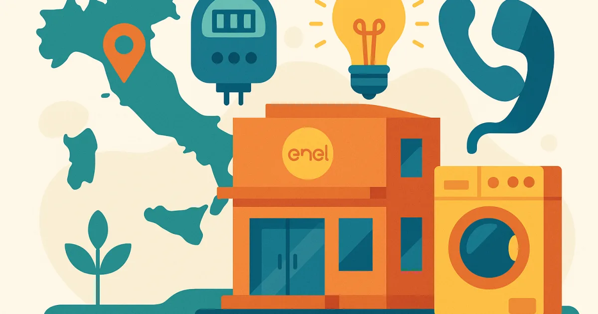 Illustrazione editoriale per l'articolo: Enel Reggio Emilia, Orari e Contatti