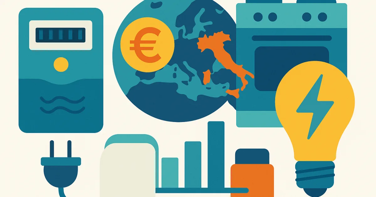 Illustrazione editoriale per l'articolo: Quanto costa l'energia elettrica in Europa?