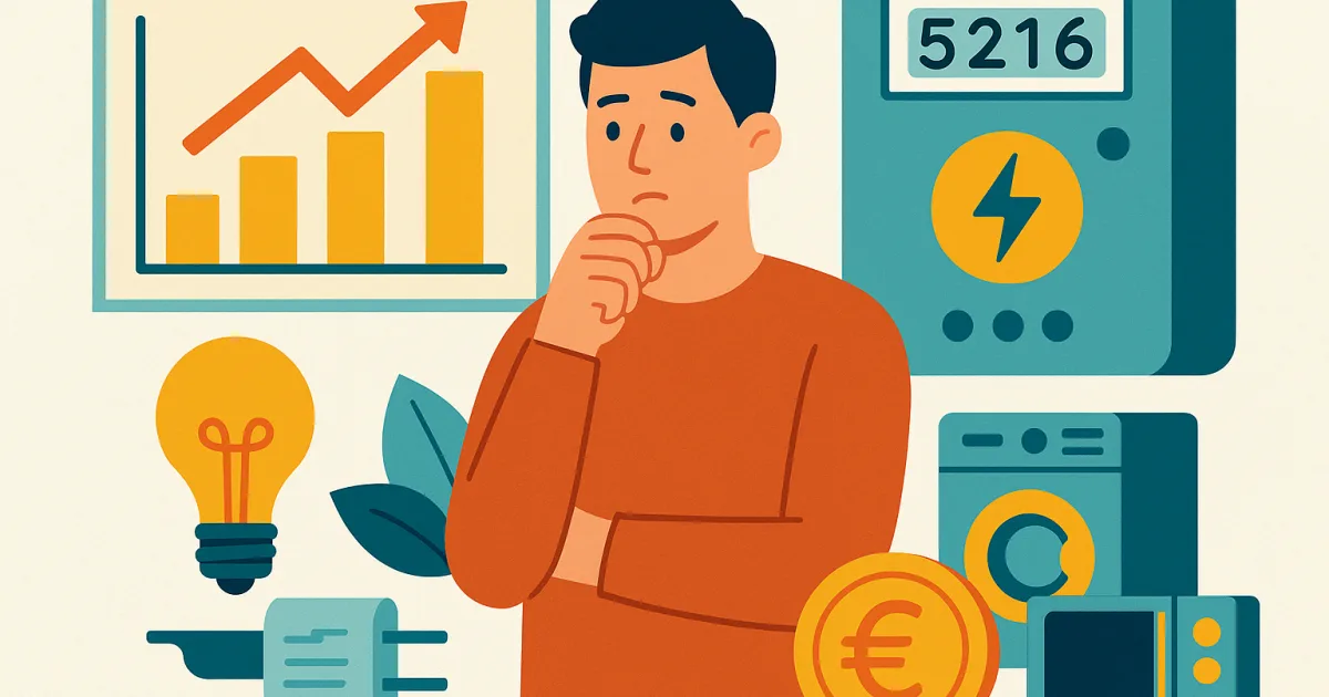 Illustrazione editoriale per l'articolo: Costo Energia Elettrica 2020: Componenti e Variazioni del Costo kWh