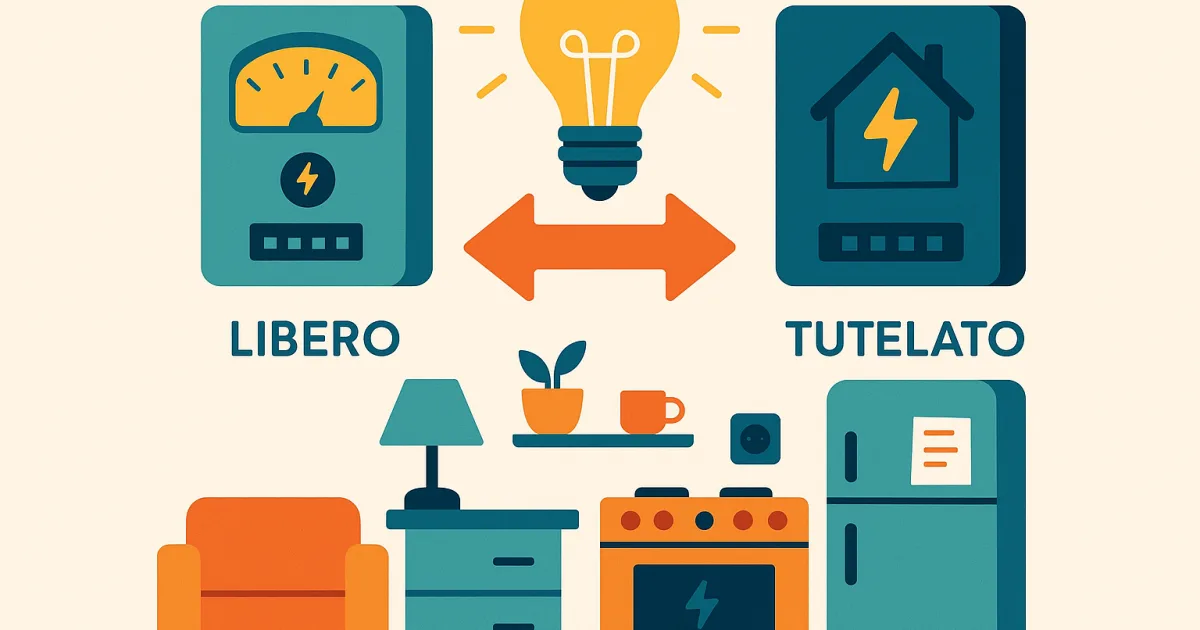 Illustrazione editoriale per l'articolo: Mercato libero o tutelato? Le differenze