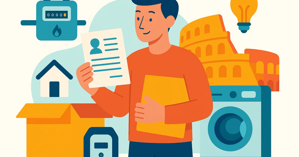 Illustrazione editoriale per l'articolo: Cambio residenza Roma: Tempistiche e moduli