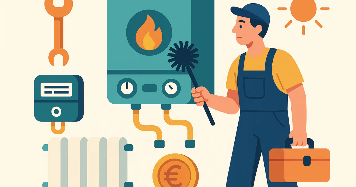Illustrazione editoriale per l'articolo: Pulizia Caldaia, è obbligatoria? Costo e Info